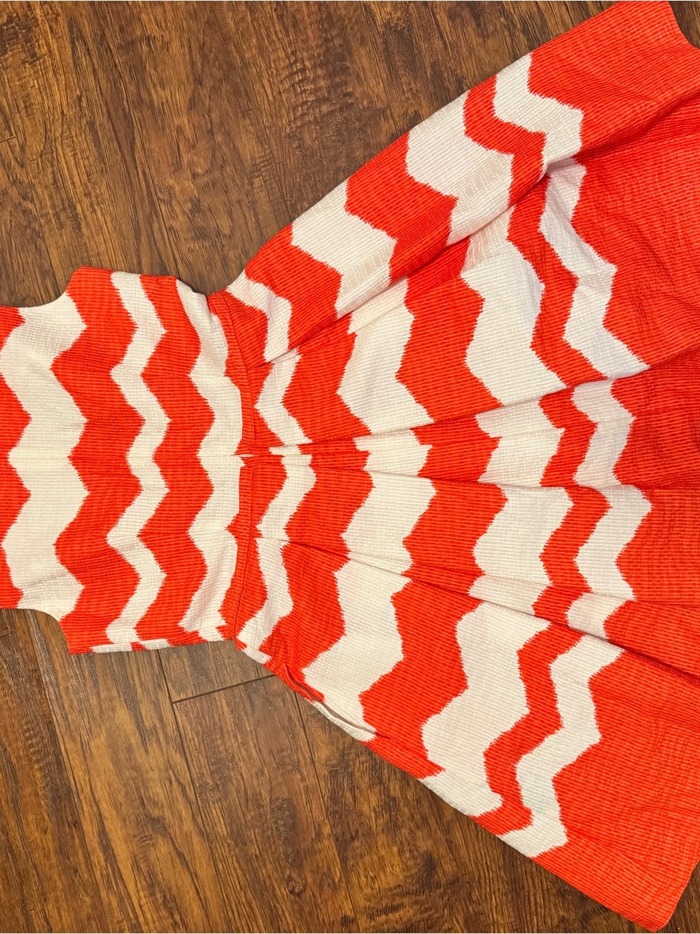 Women's Chevron Fit-and-Flare Dress - orange & White - Picture 3 of 3